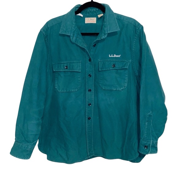 Vintage LL Bean Shirt Womens Size 18 Chamois Cloth Flannel Flap Pockets USA Flaw - Picture 16 of 16